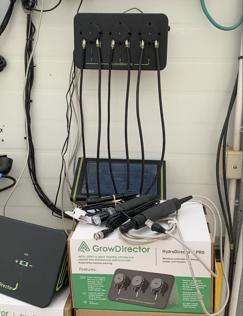 Interior view of a smart greenhouse with automated systems for smart agriculture.
