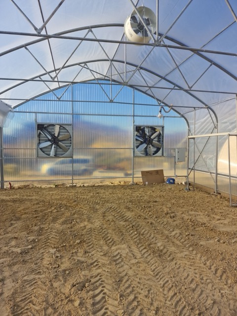 Interior of a commercial strawberry farm in Romania showing empty hydroponic gutter systems and substrate troughs, ready for the installation of precise drip irrigation and environmental sensors managed by the GrowDirector operating system.
